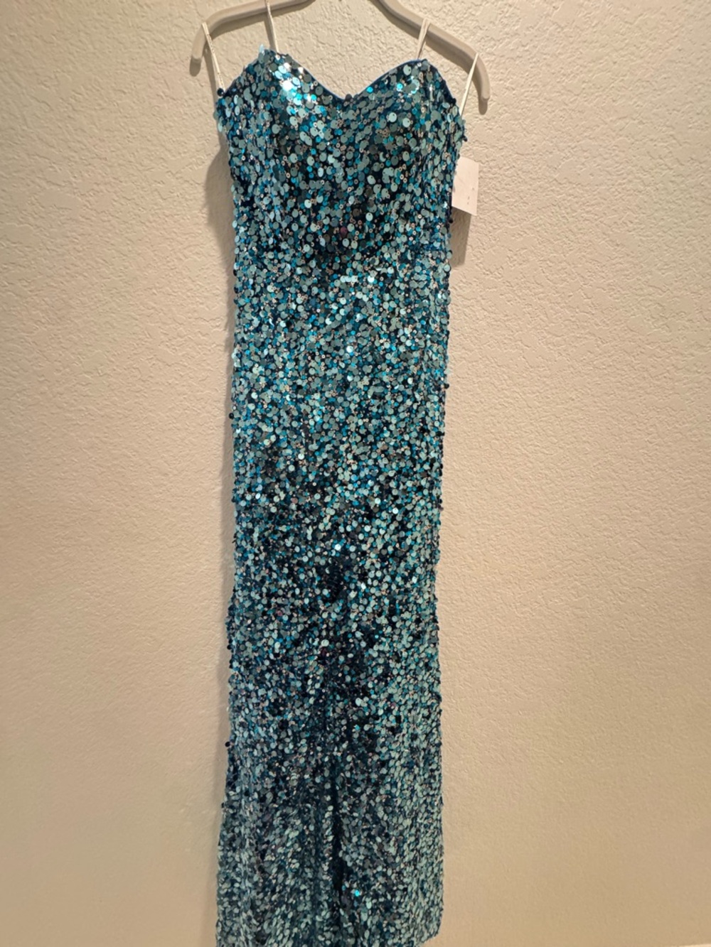 NWT Panoply Sz 0 Shimmery Aqua Strapless Gown $299